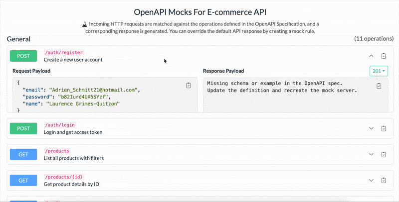 Expanding API paths and payload in Beeceptor